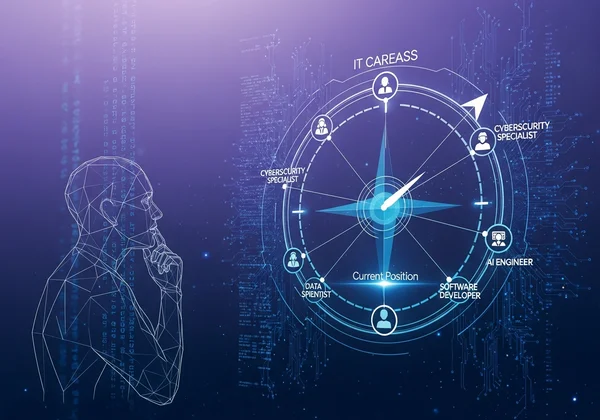 Person using a digital compass to find their IT career path
