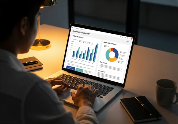 User analyzing an AI aptitude test report