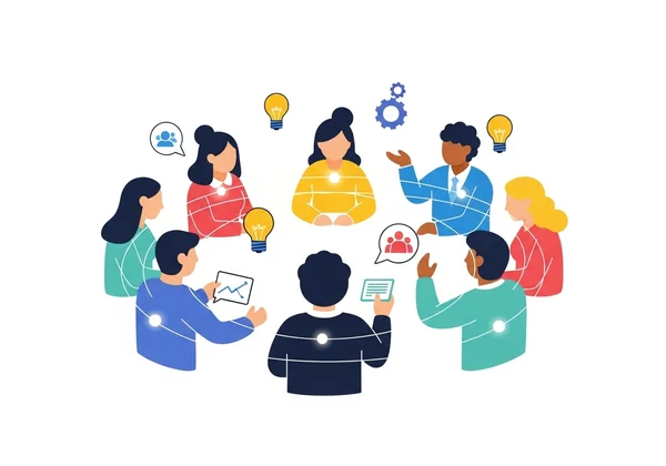 A diverse group of people engaged in a supportive and collaborative discussion