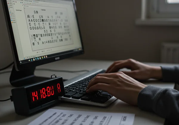 Person practicing logical tests with a timer