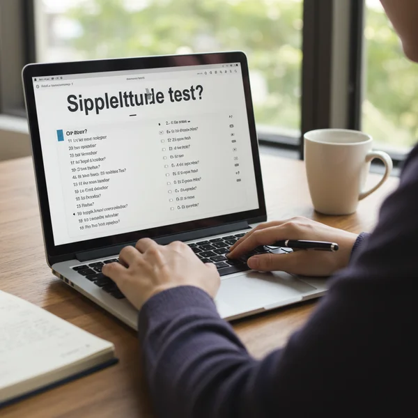 Person practicing for an aptitude test on a laptop