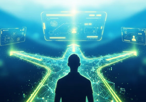 Person navigating career path with AI insights