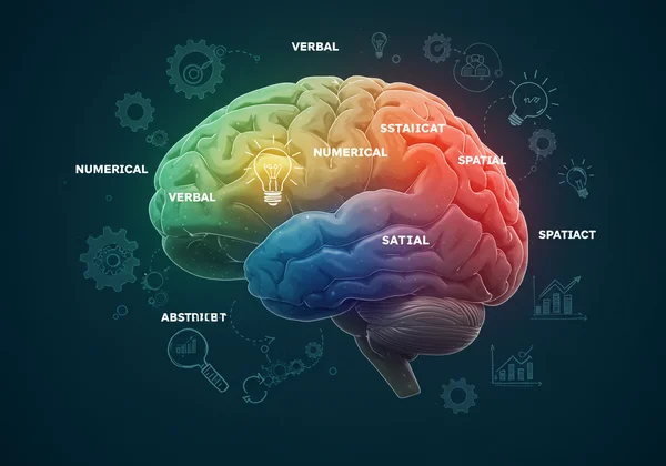 Diagram showing various cognitive abilities being measured