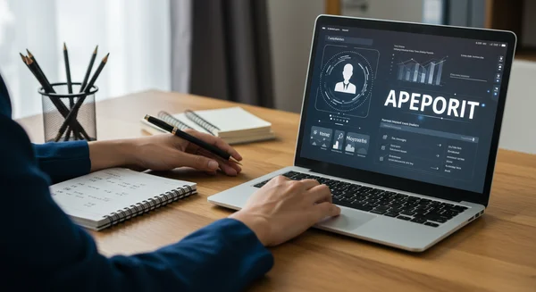 Professional prepares for interview using AI aptitude report.